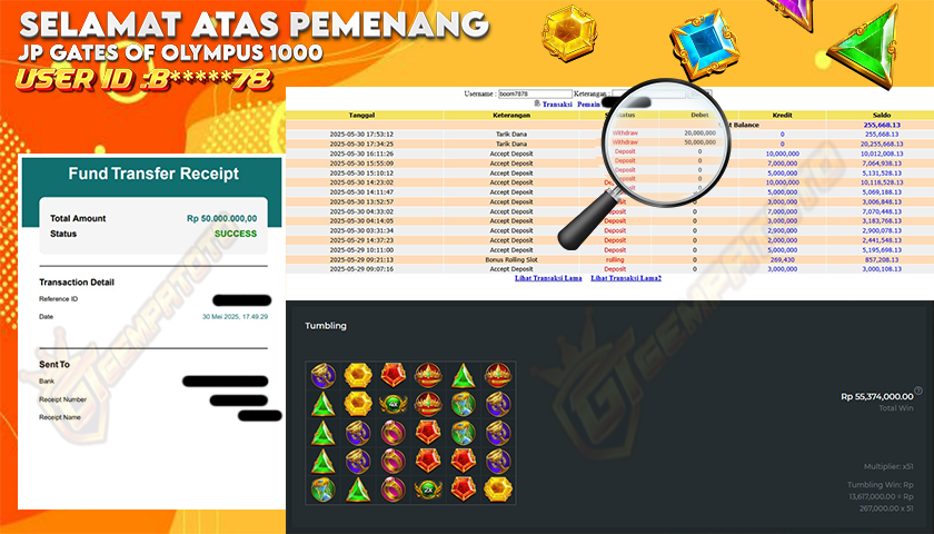 BUKTI JP GEMPATOTO JP GATES OF OLYMPUS 1000 RP.50.000.000,-