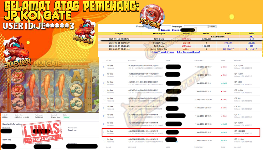 BUKTI JP GEMPATOTO JP KOI GATE RP.5.000.000