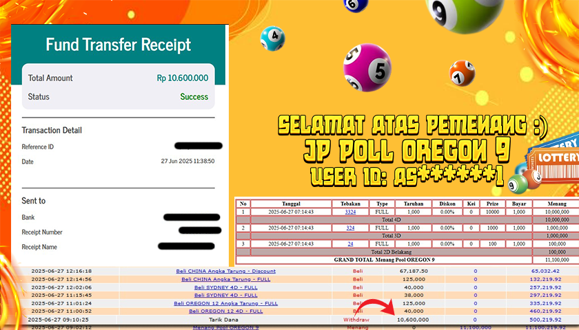 BUKTI JP GEMPATOTO JP POOL OREGON 9 RP.10.600.000,-