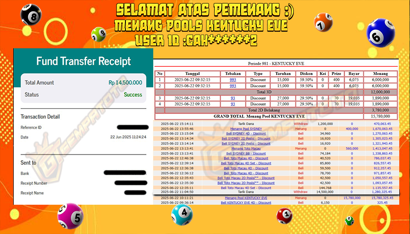 BUKTI JP GEMPATOTO JP KENTUCKY EVE RP.14.500.000,-