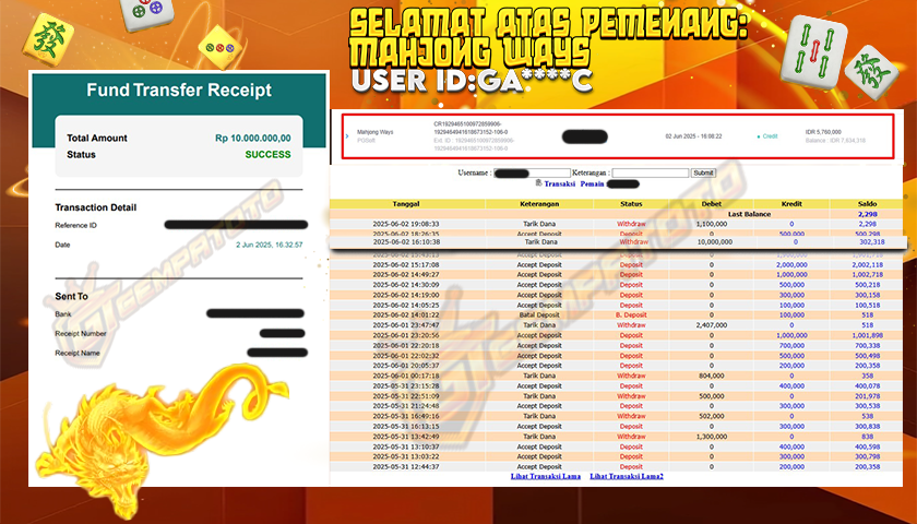 BUKTI JP GEMPATOTO JP MAHJONG WAYS RP.10.000.000,-