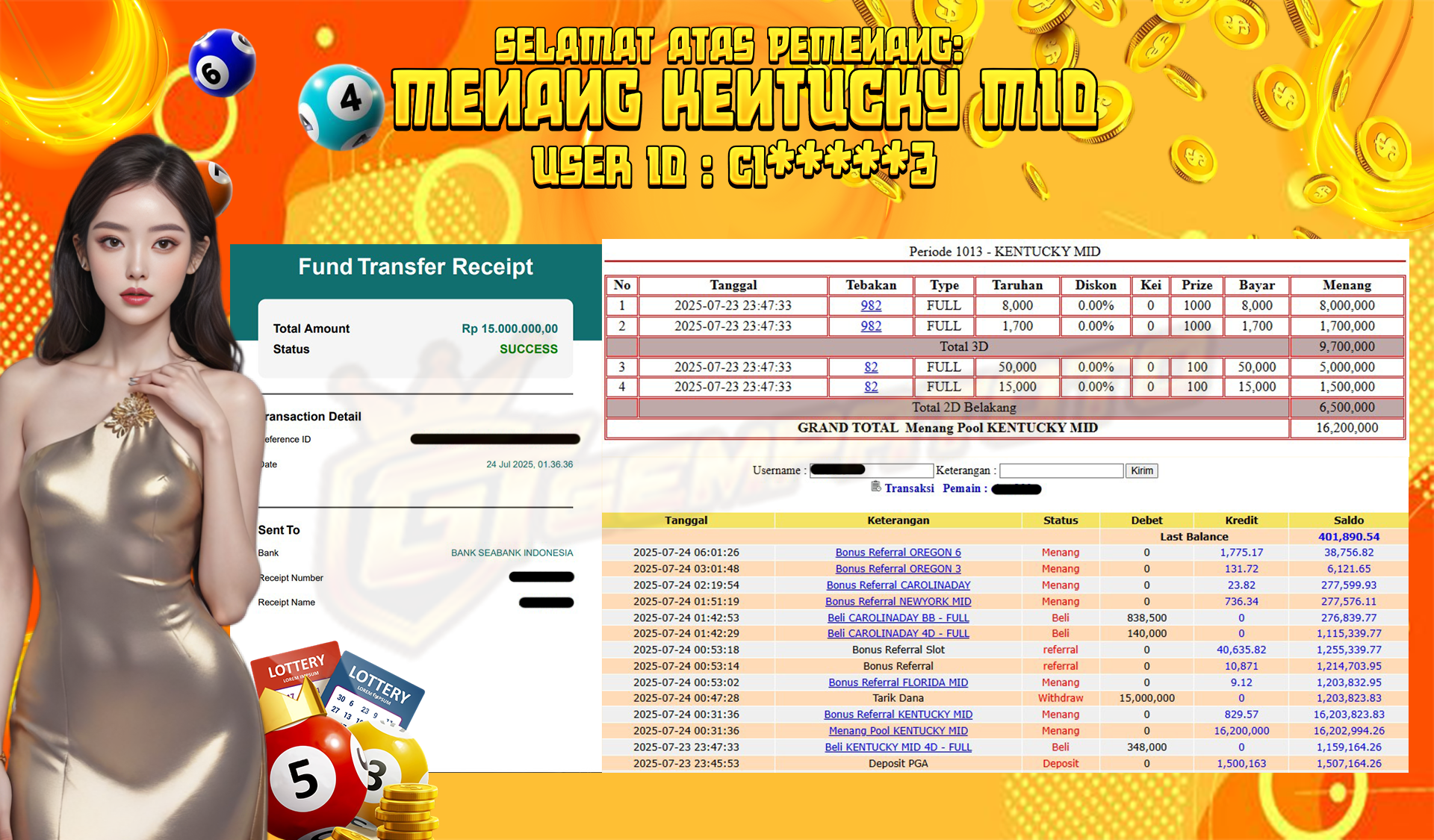 BUKTI JP GEMPATOTO JP KENTUCKY MID RP.15.000.0000,-