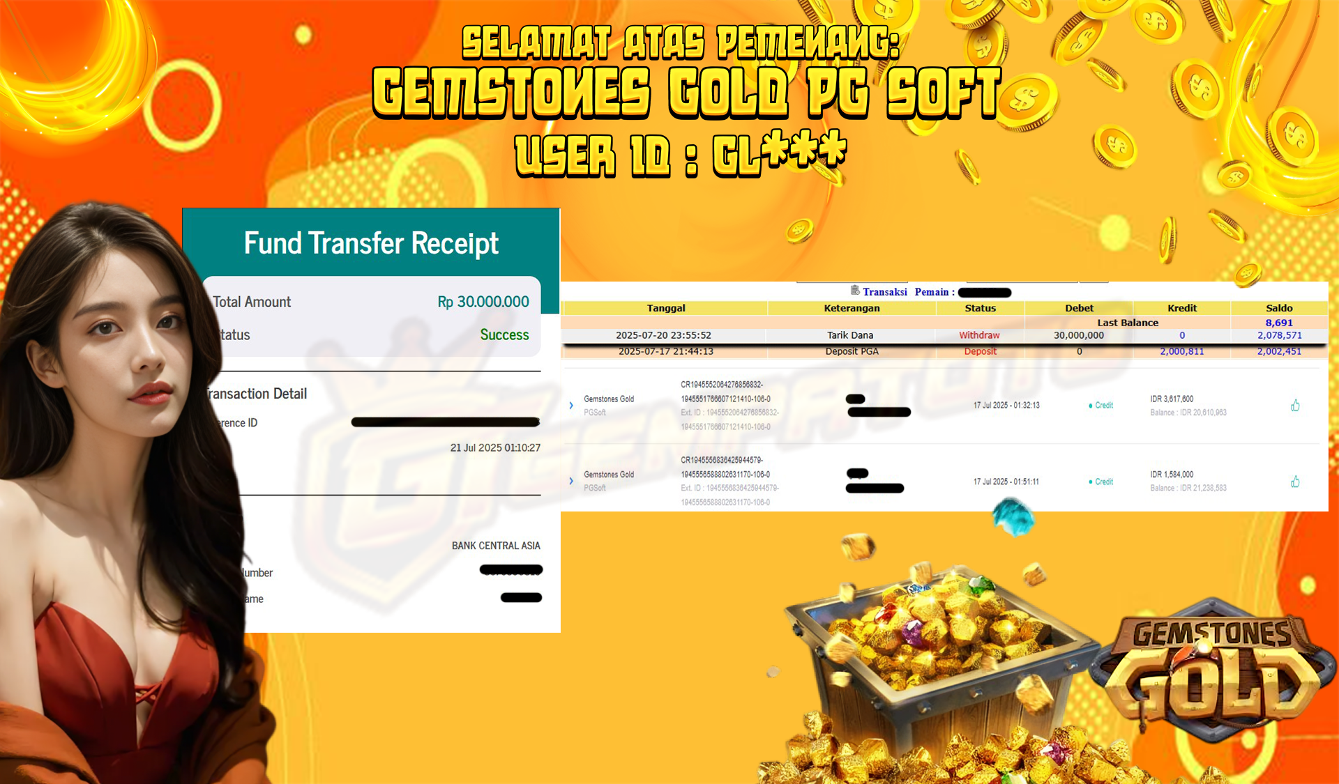BUKTI JP GEMPATOTO JP GEMSTONES GOLD PG SOFT RP.30.000.000,-
