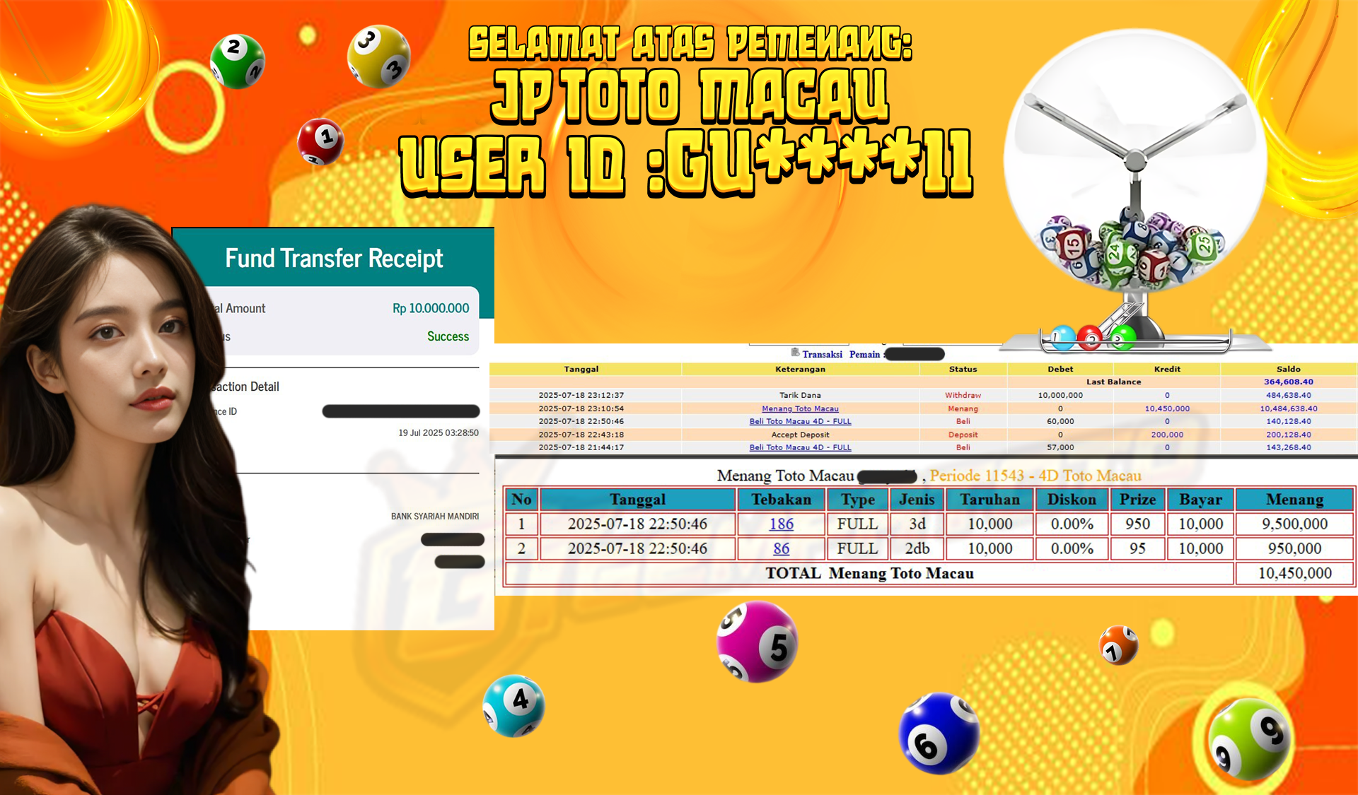 BUKTI JP GEMPATOTO JP TOTO MACAU RP.10.000.000,-