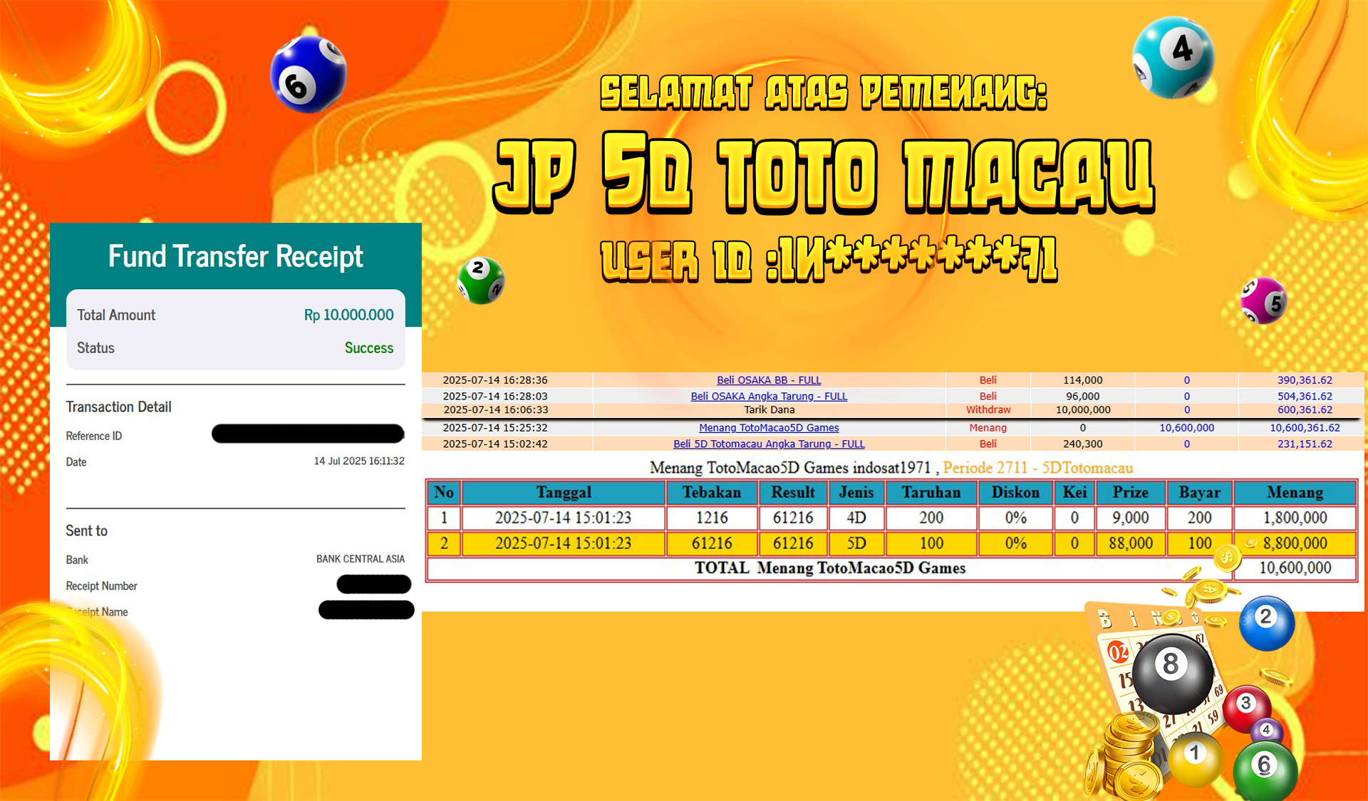 BUKTI JP GEMPATOTO JP TOTO MACAU 5D RP.10.000.000,-