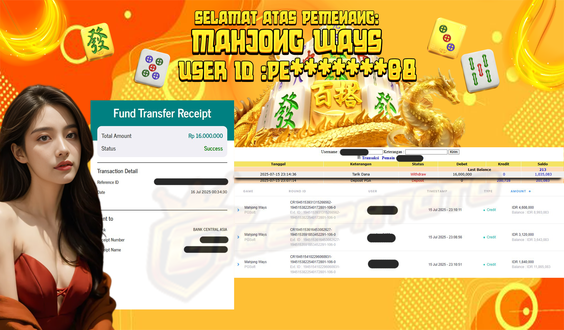 BUKTI JP GEMPATOTO JP MAHJONG WAYS RP.16.000.000,-