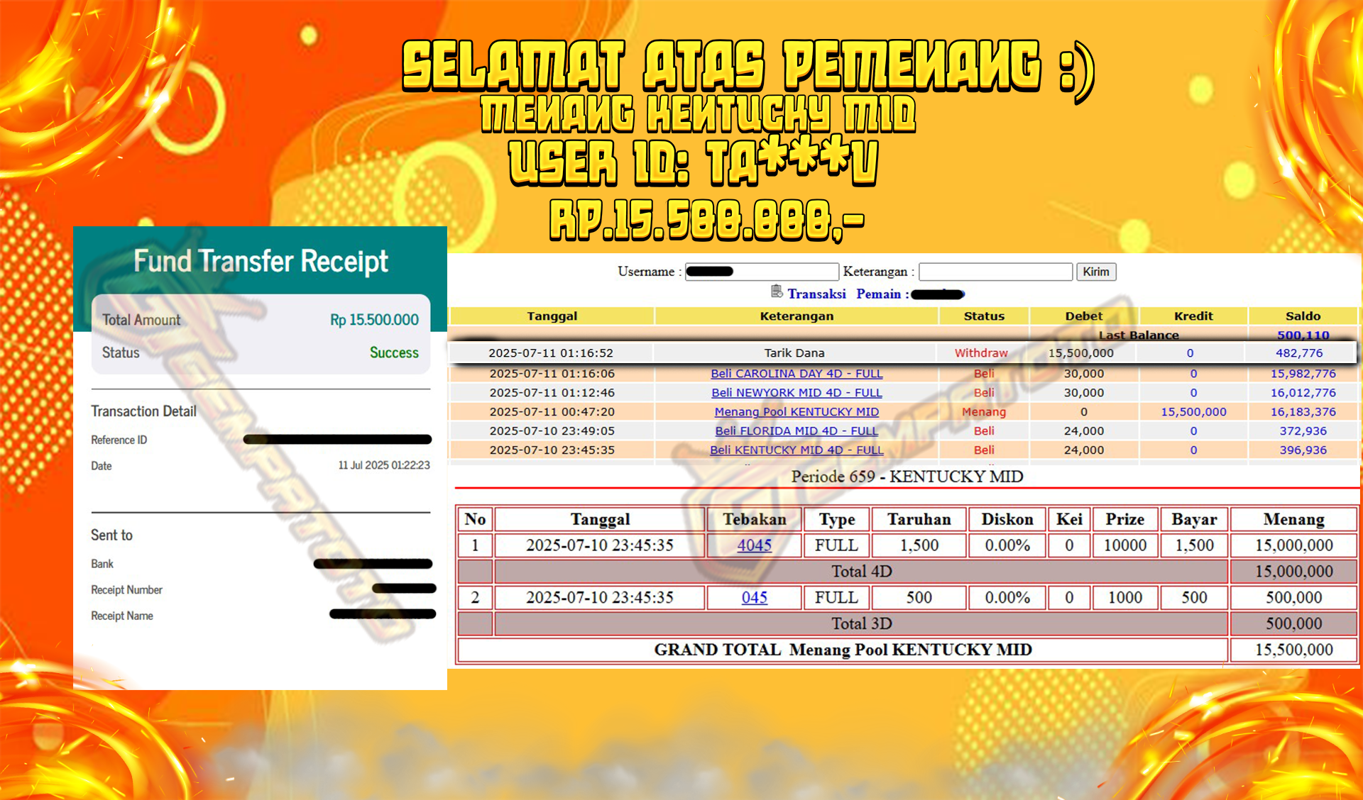 BUKTI JP GEMPATOTO JP KENTUCKY MID RP.15.500.000,-